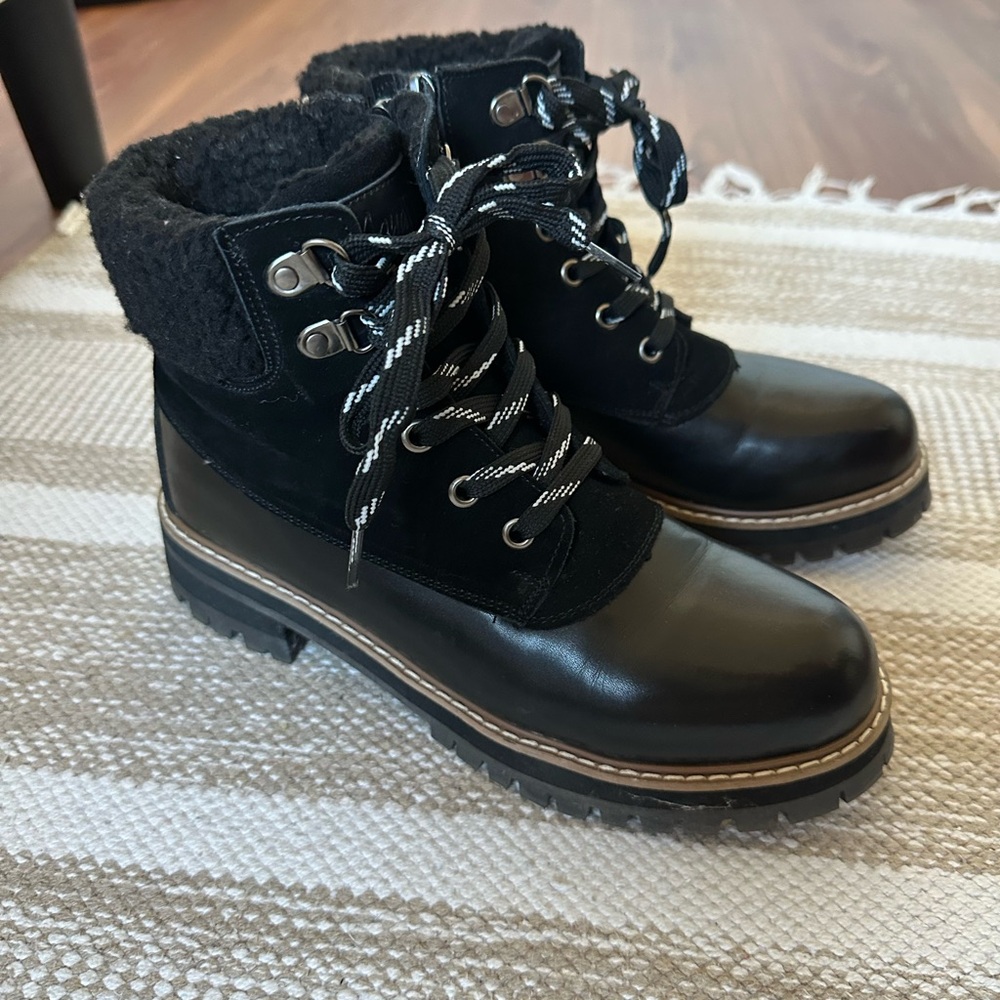 Black Lace-Up Ankle Boots
